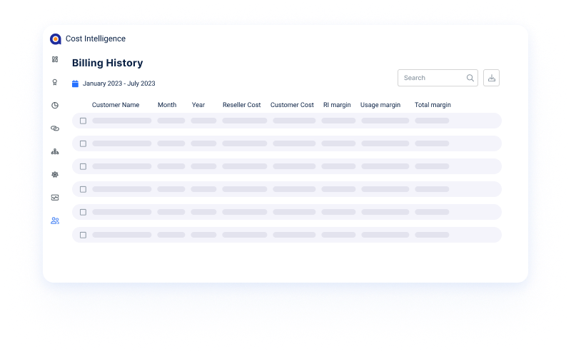 Image displaying the billing history on Anodot's platform